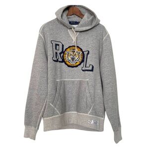 Polo Ralph Lauren Hoodie Large 1967 Tiger RL Logo Fleece Grey Preppy Activewear